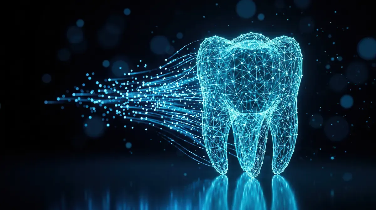 high tech image of a tooth: smart bone grafting